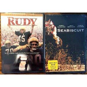 New Lot of 2 DVD Movies SeaBiscuit Widescreen Rudy Special Edition Toby Maguire